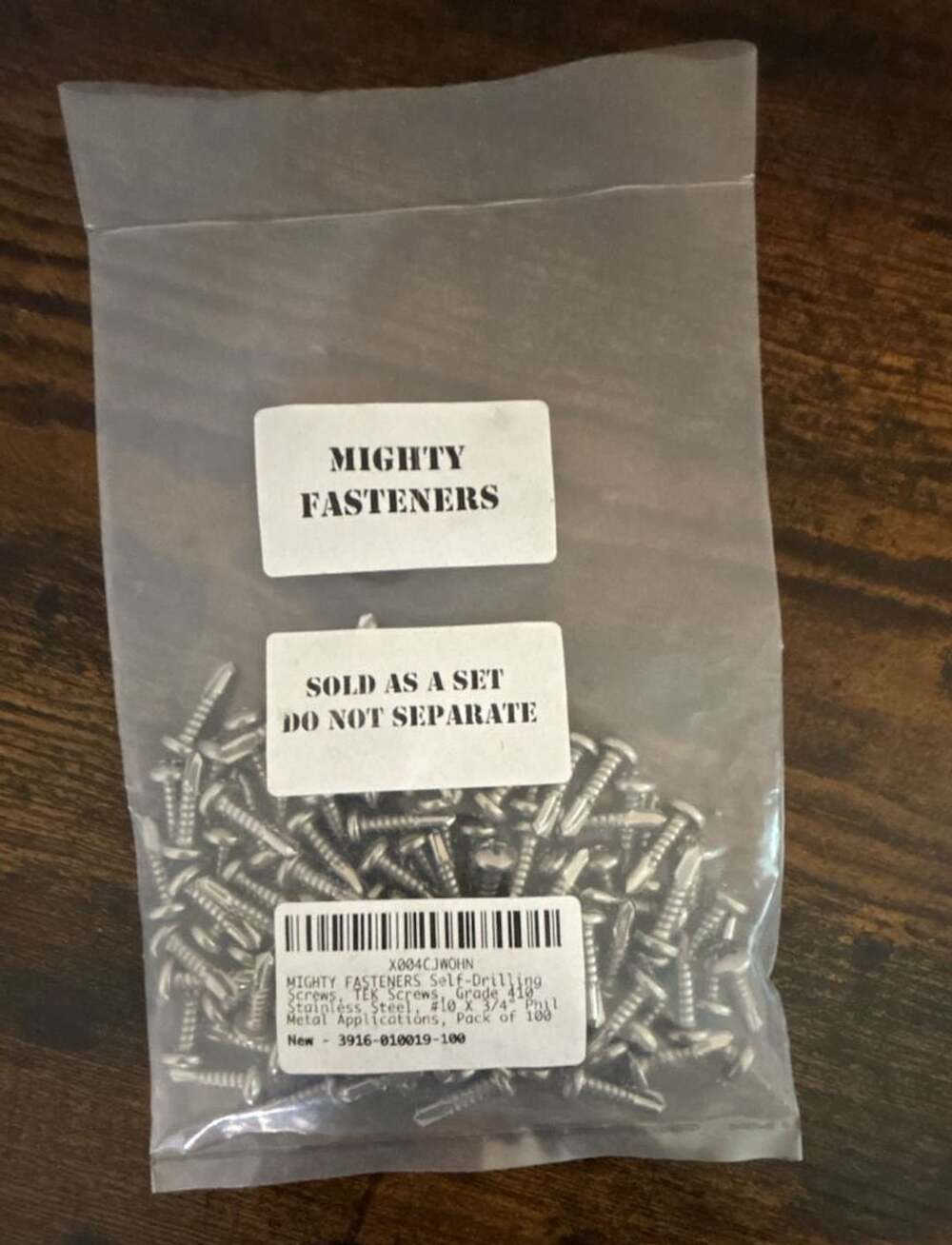 Mighty Fasteners Self-Drilling Screws, TEK Screws, Grade 410 Stainless Steel, #1